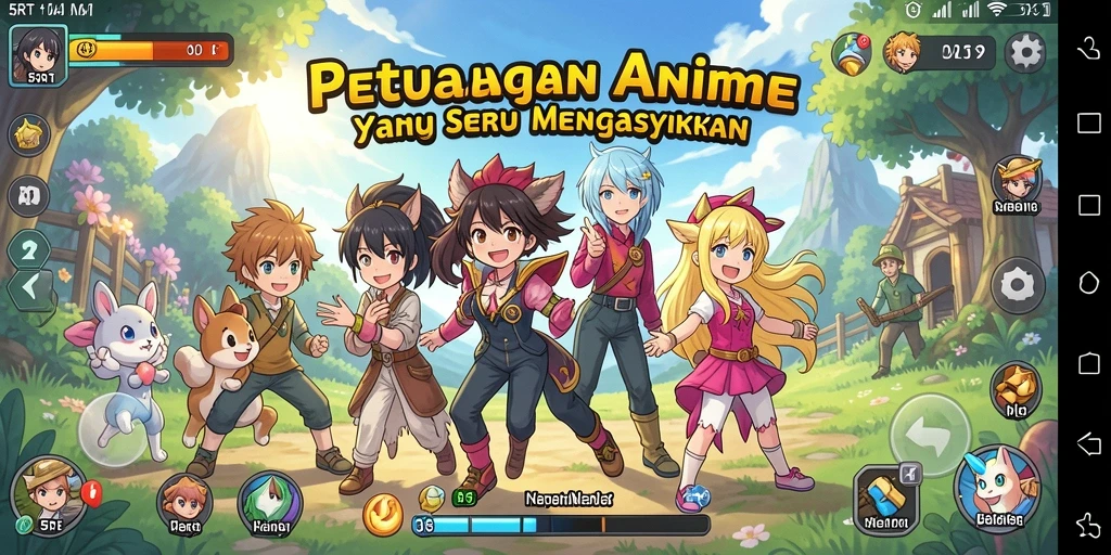 Tampilan gameplay menarik dari karakter Anime dalam 5RT.