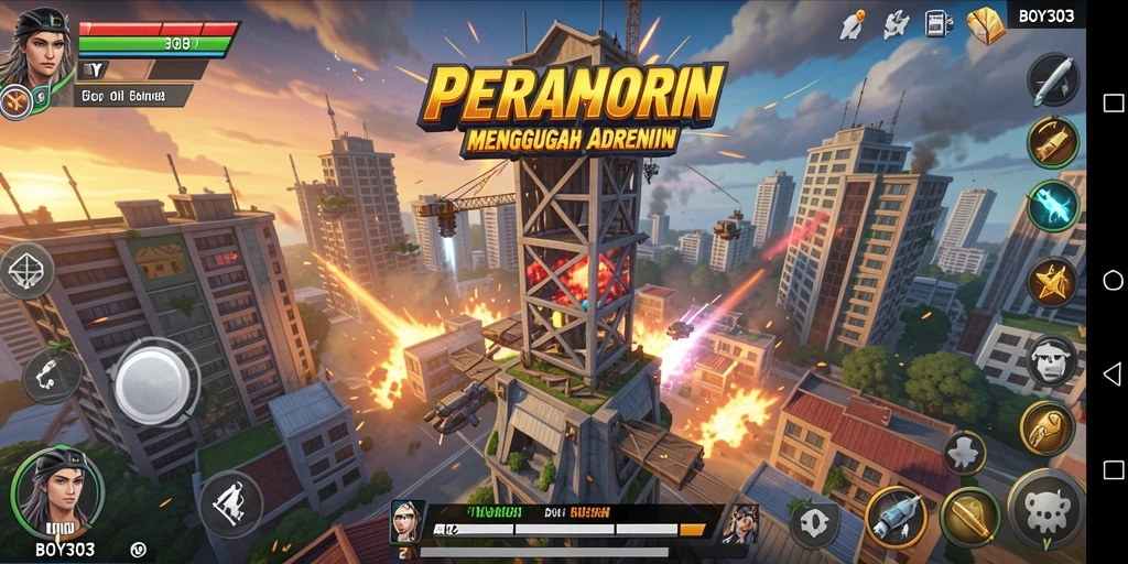 Tangkapan layar menunjukkan aksi seru dalam game Tower Defense.