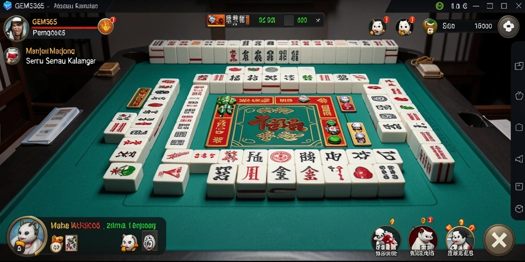 Tampilan gameplay menarik dari GEMS365 dengan grafis Mahjong.