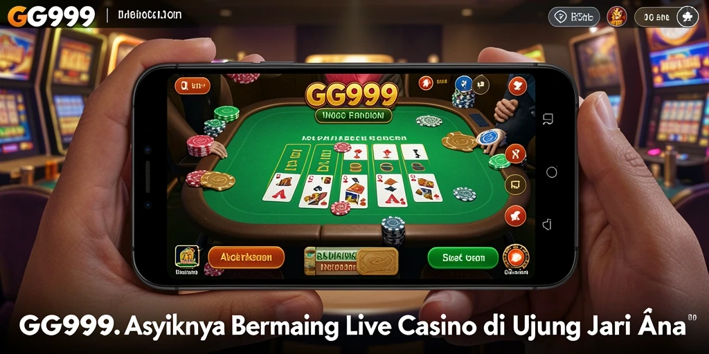 Tangkapan layar gameplay GG999 menampilkan dealer langsung dan suasana kasino yang realistik.