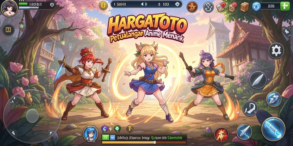 Screenshot gameplay HARGATOTO menunjukkan petualangan karakter Anime yang seru.
