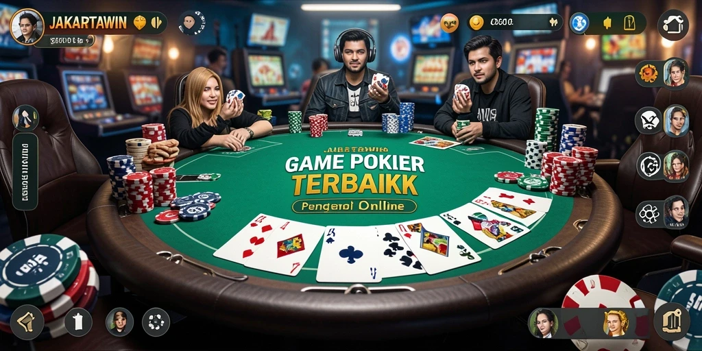 Tampilan gameplay seru dalam aplikasi JAKARTAWIN saat bertanding Poker.