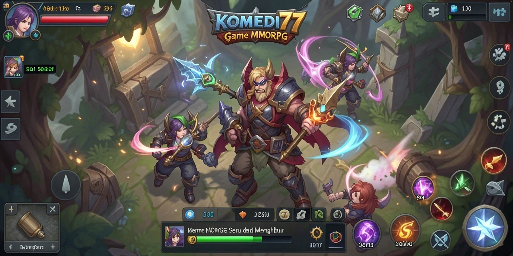 Tampilan gameplay seru dan penuh warna dalam KOMEDI77.