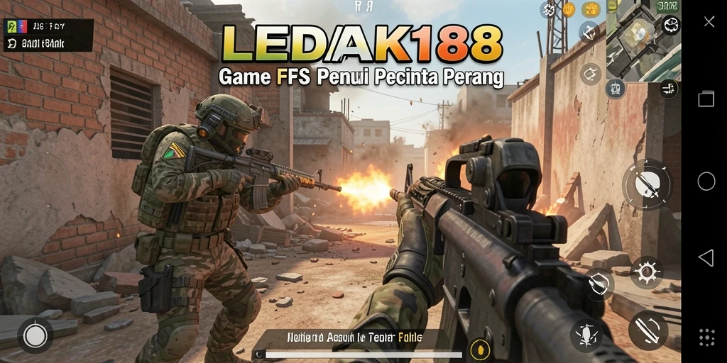 Tampilan gameplay keren dari LEDAK188 dengan aksi tembak menembak yang intens.