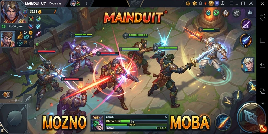 Tampilan gameplay seru di MAINDUIT dengan aksi MOBA yang mendebarkan.
