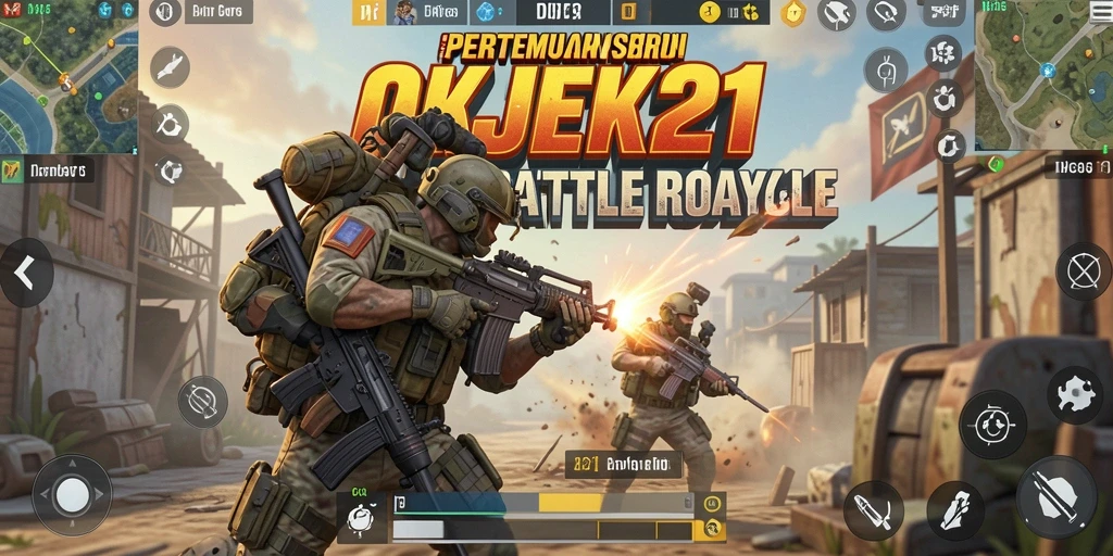 Tangkapan layar menampilkan aksi seru gameplay OKJEK21 Battle Royale.