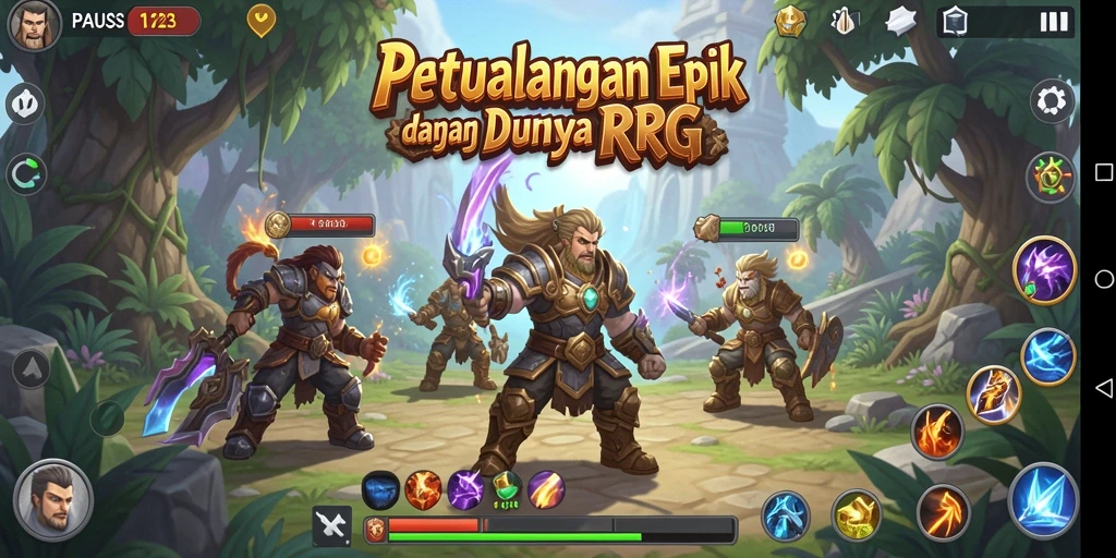 Tampilan gameplay menakjubkan dari PAUS123 yang menampilkan pertarungan dan eksplorasi.